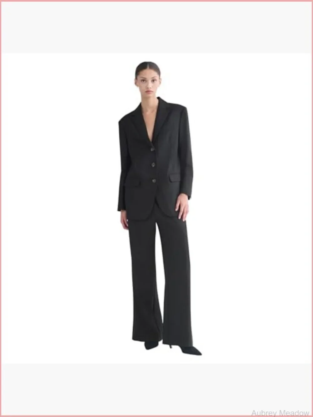 Wool Blend Oversized Single-Breasted Blazer with Stretch
